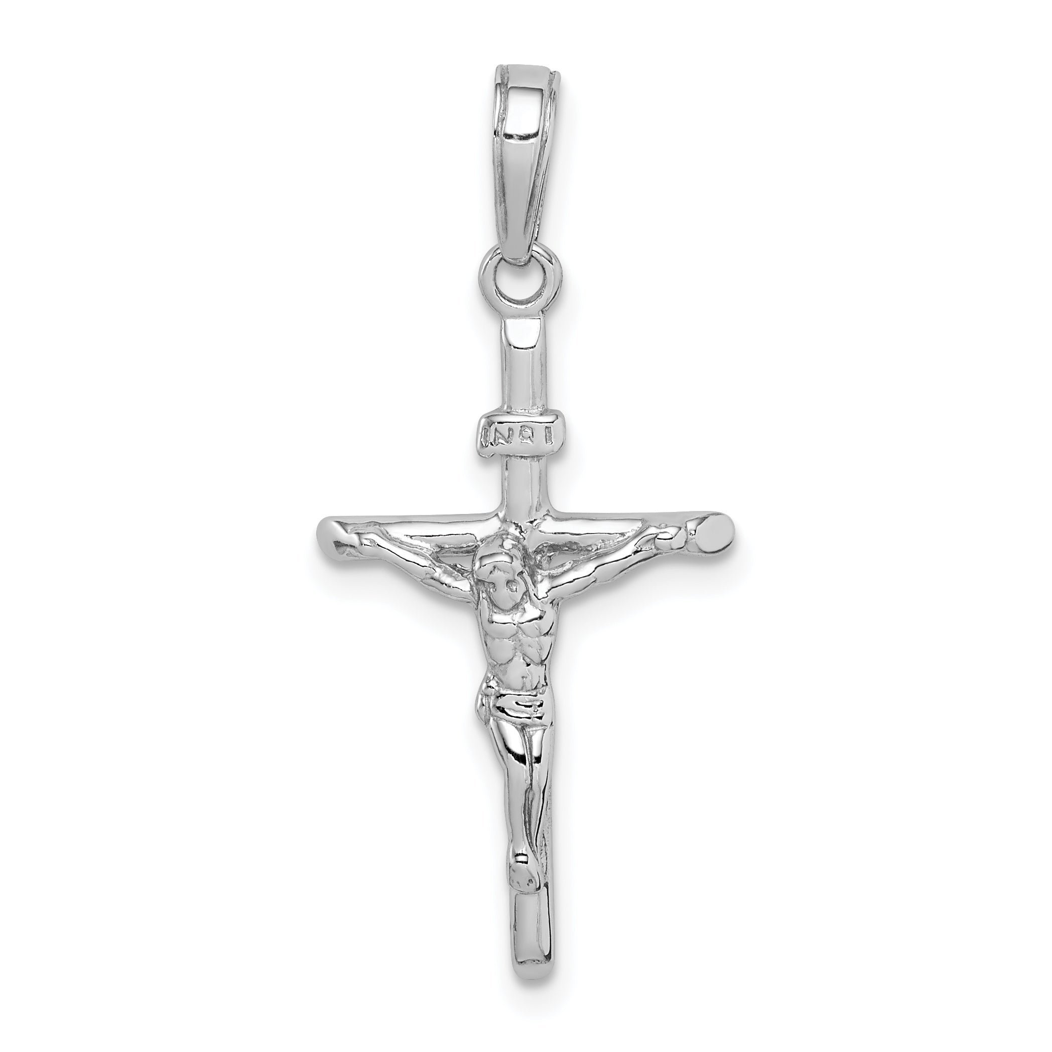 10K White Gold Stick Style Crucifix Pendant