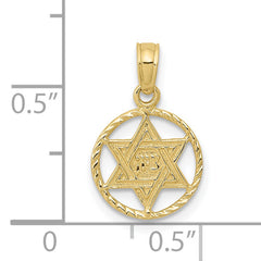 10K Star of David in Circle Frame Pendant