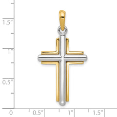 10k Two-tone Cross Pendant