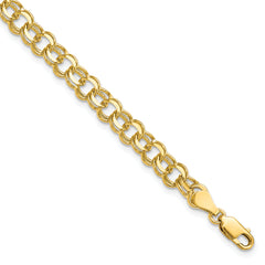 10KY Solid Double Link Charm Bracelet