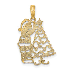 10K Polished Christmas Tree and Santa Pendant