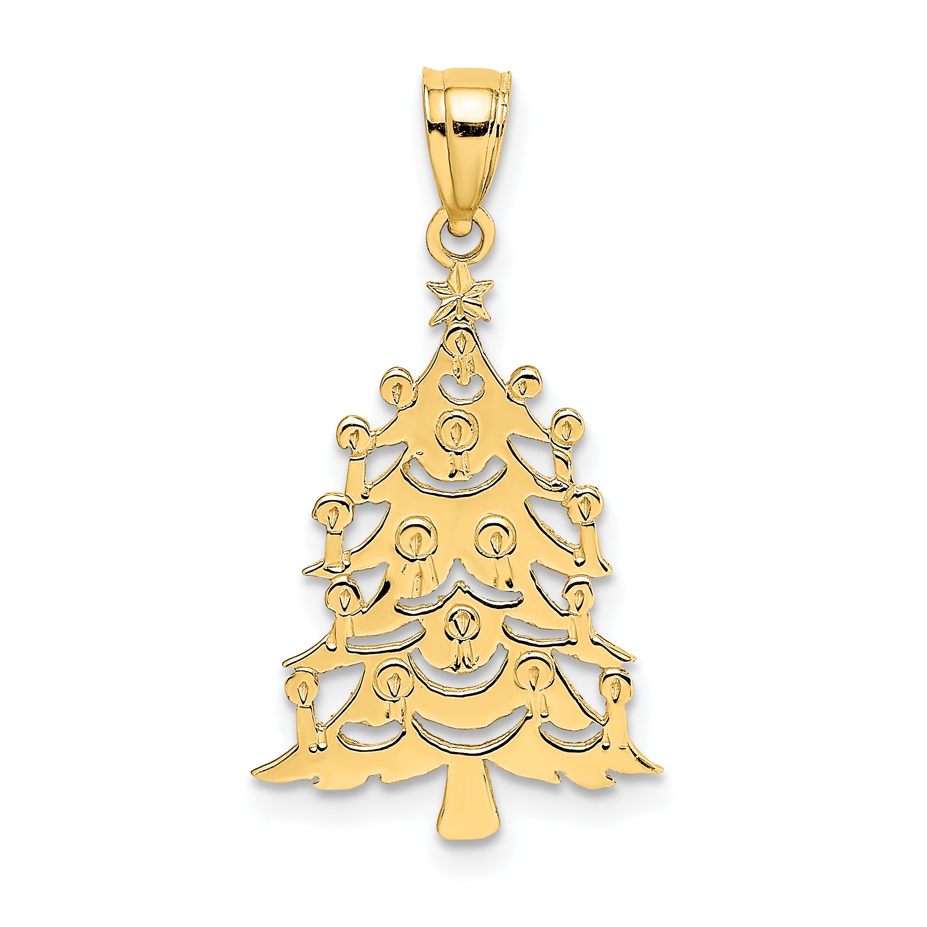 10K Polished Christmas Tree Pendant