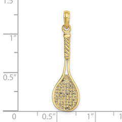 10K Solid Polished 3-D Tennis Racquet Charm