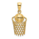 10K Polished Basketball and Net Charm