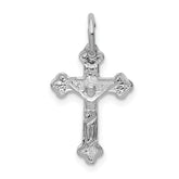 10k White Gold Diamond-cut Crucifix Charm