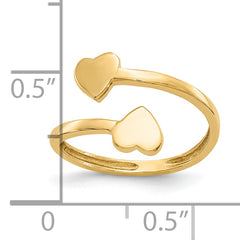 10K Double Heart Toe Ring