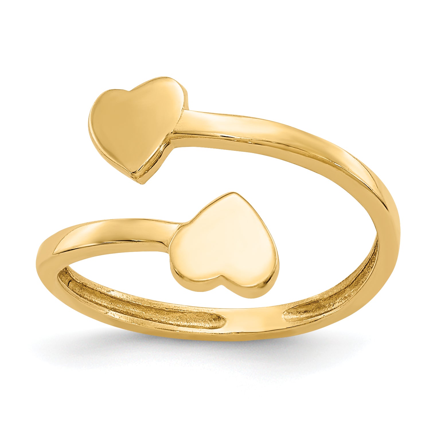 10K Double Heart Toe Ring