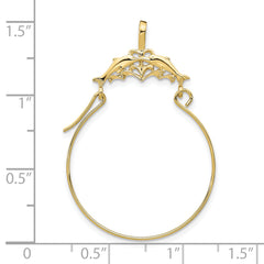 10k Double Dolphins Charm Holder Pendant