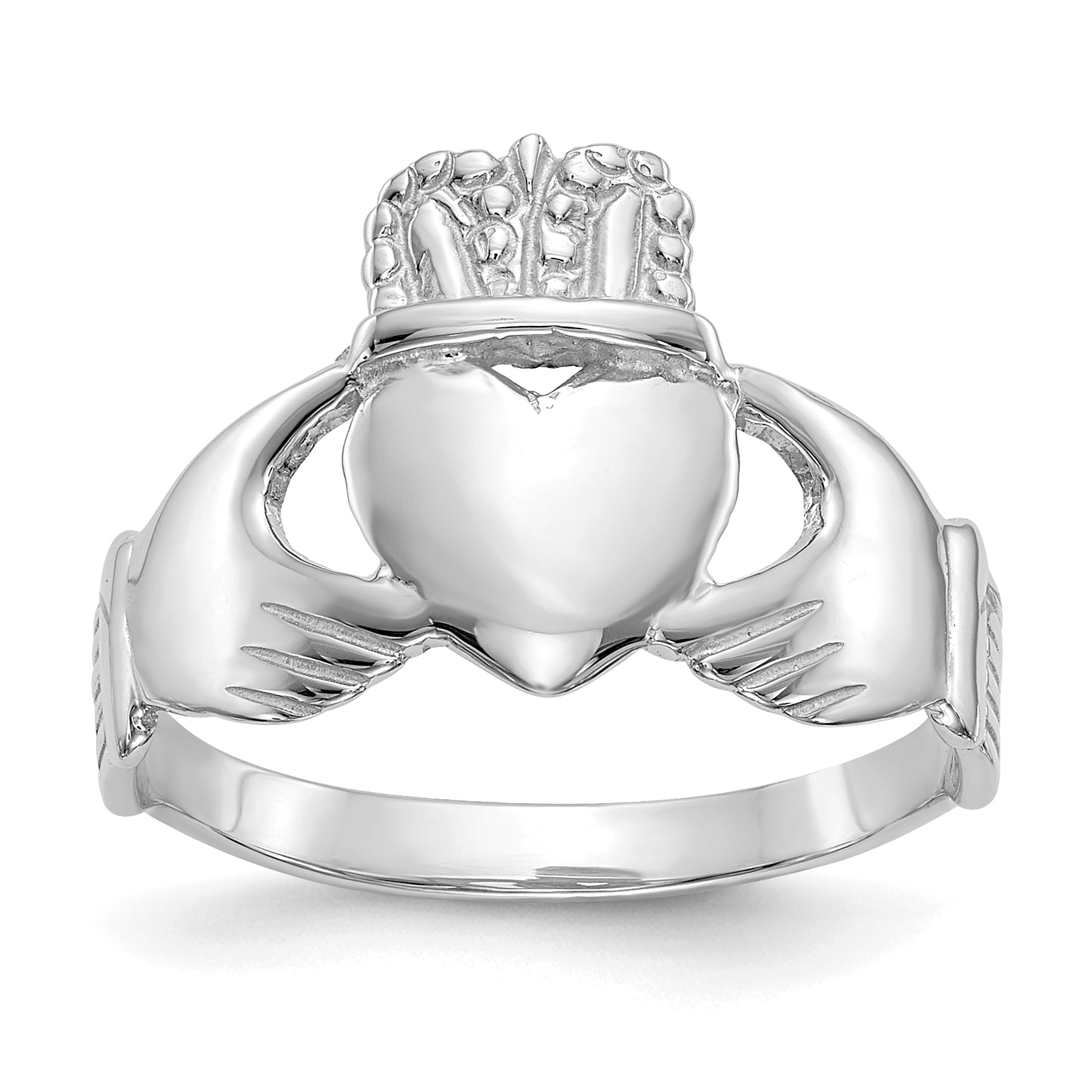 10k White Gold Ladies Claddagh Ring