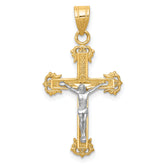 10K Two-tone Diamond-cut Crucifix Pendant