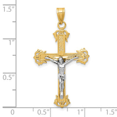 10K Two-tone Diamond-cut Crucifix Pendant