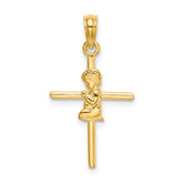 10k Praying Boy Cross Charm