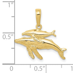 10K Mother and Baby Humpback Whale Pendant