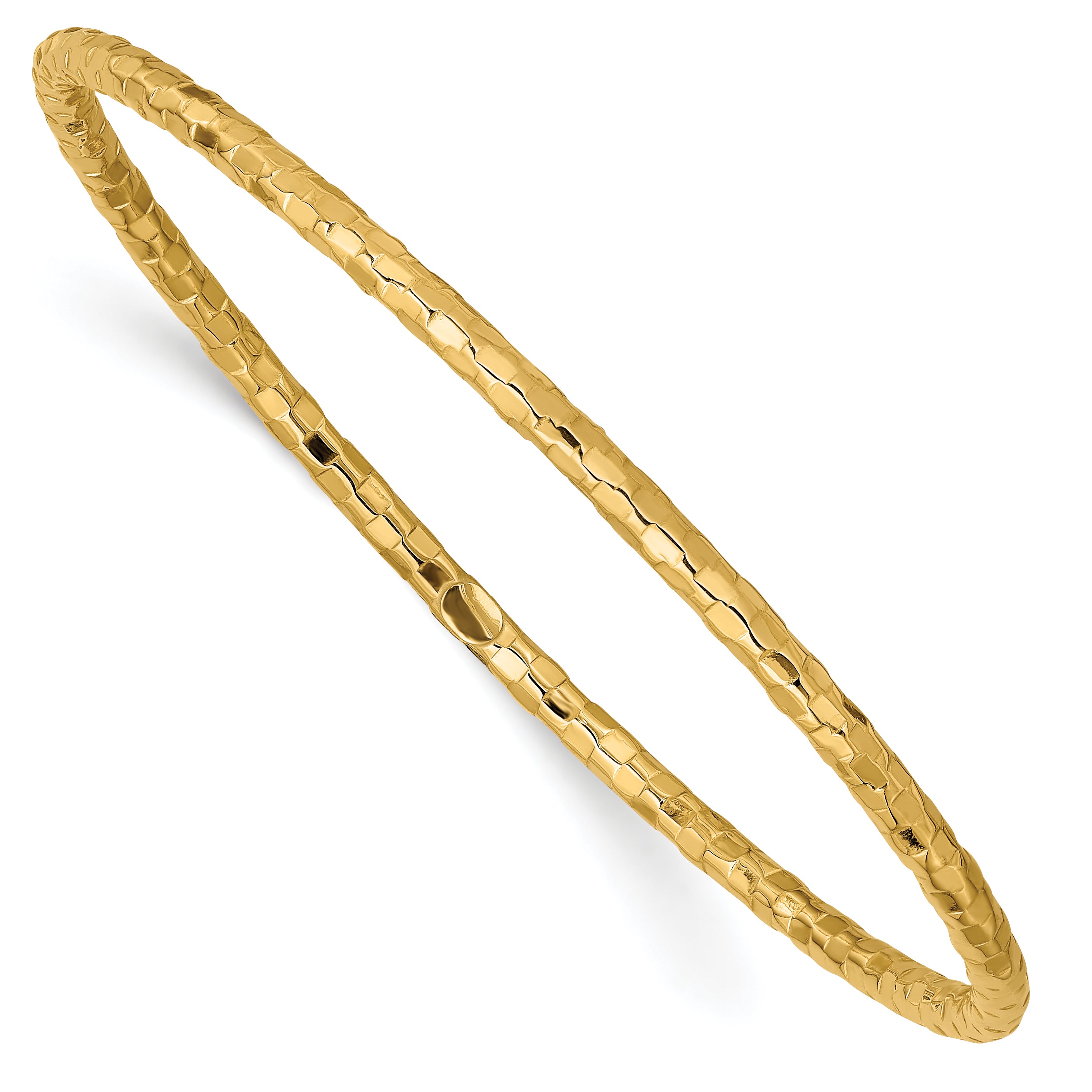 10k Polished Textured Slip-on Bangle Bracelet