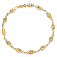 10k Polished and Lasered Spiral Link 7.25in Bracelet