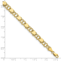 10k Double Link with Hearts Charm Bracelet