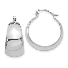 10k White Gold Polished 10.5mm Tapered Hoop Earrings