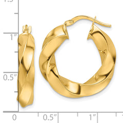 10ky Polished 5.25mm Hollow Twisted Round Hoop Earrings