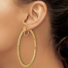 10k Polished and D/C Rope 2.95mm Hoop Earrings