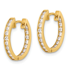 10K Polished 2.2mm CZ Hinged In/Out Hoop Earrings