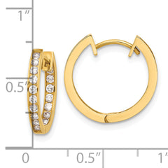 10K Polished 2.2mm CZ Hinged In/Out Hoop Earrings