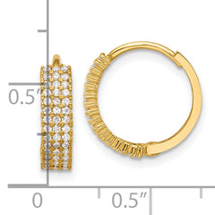 10K Polished 4mm CZ Hinged Hoop Earrings