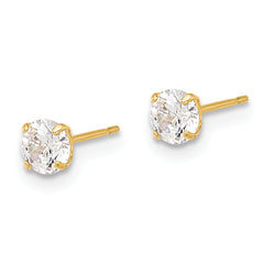10K Polished 4mm CZ Stud Post Earrings