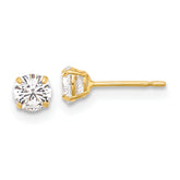 10K Polished 4mm CZ Stud Post Earrings