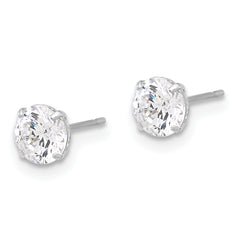 10K White Polished 5mm CZ Stud Post Earrings