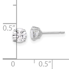 10K White Polished 5mm CZ Stud Post Earrings