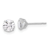 10K White Polished 5mm CZ Stud Post Earrings