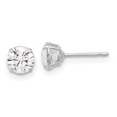 10K White Polished 5mm CZ Stud Post Earrings