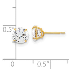 10K Polished 6mm CZ Stud Post Earrings