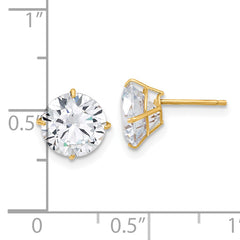 10K Polished 8mm CZ Stud Post Earrings