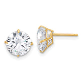 10K Polished 8mm CZ Stud Post Earrings