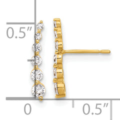 10K Polished Curved Bar CZ Post Earrings