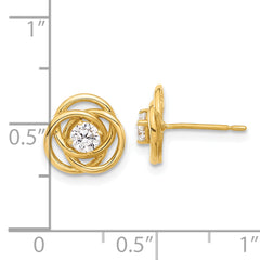 10K Polished Love Knot CZ Post Earrings