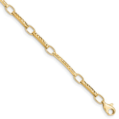 10k Polished and Textured Fancy Link Bracelet