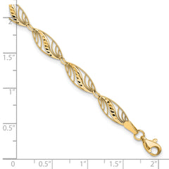 10k Filigree Diamond Cut 7.25 inch Bracelet