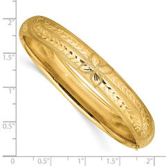 10k 7/16 Florentine Engraved Hinged Bangle Bracelet