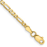 10K None 2.75mm Figaro Chain Bracelet - 8 in