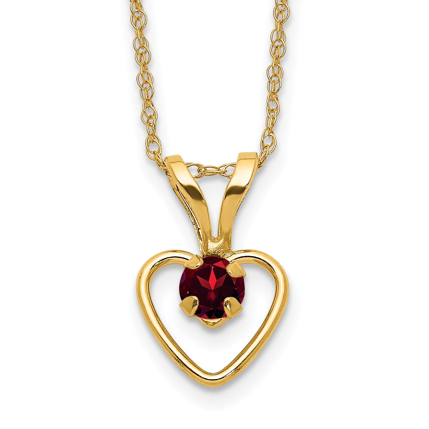 10k Madi K 3mm Garnet Heart Birthstone Necklace