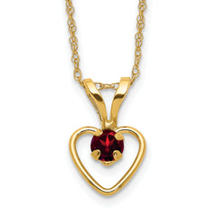 10k Madi K 3mm Garnet Heart Birthstone Necklace