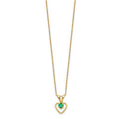10k Madi K 3mm Emerald Heart Birthstone Necklace