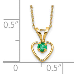 10k Madi K 3mm Emerald Heart Birthstone Necklace