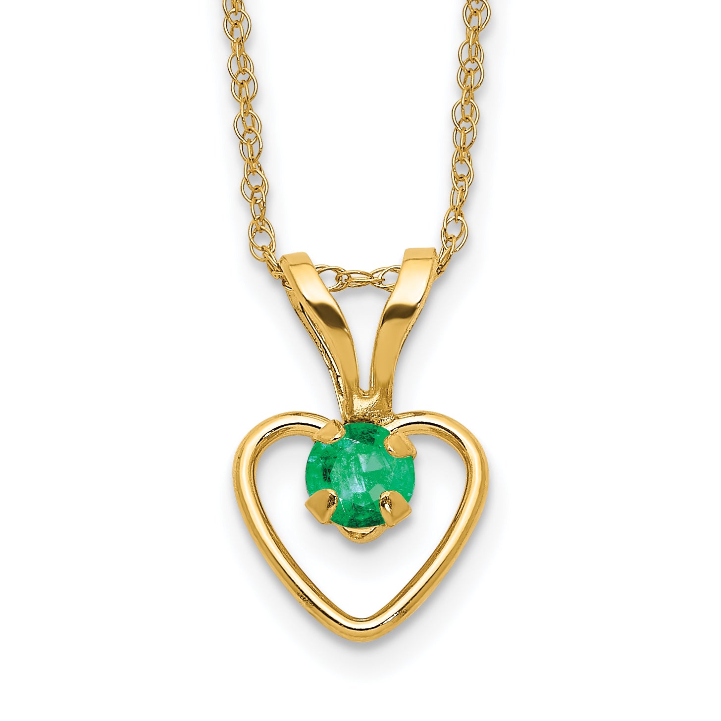 10k Madi K 3mm Emerald Heart Birthstone Necklace