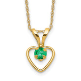 10k Madi K 3mm Emerald Heart Birthstone Necklace