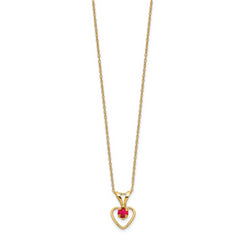 10k Madi K 3mm Ruby Heart Birthstone Necklace