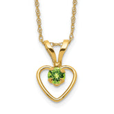 10k Madi K 3mm Peridot Heart Birthstone Necklace