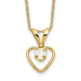 10k Madi K 3mm Opal Heart Necklace